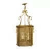 Lanterne "Aux clochettes" Louis XVI en laiton dorée, quatre lumières. - Moinat - Lustres, Plafonniers