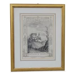 Colored engraving \"Chateau de Nyon\". circa 1822.