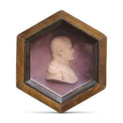 Portrait miniature "Napoléon" en cire sous verre. Angleterre