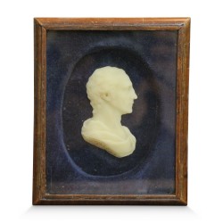 Portrait miniature "Robert Adam architecte" en cire sous verre. Angleterre