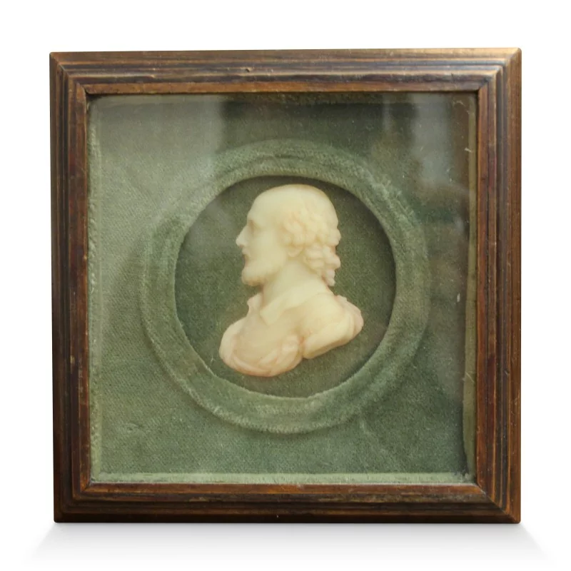 Miniaturporträt von \"Shakespeare\" in Wachs unter Glas. England - Moinat - Miniaturen – Medallions