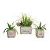 Set of three porcelain planters with flower decoration. France - Moinat - Flowerpot holders, Interior planters