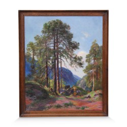 Tableau "Route du Grand St Bernard" signée Edouard Huguenin-Lassauguette