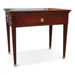 Louis XVI \"Tronchin\" table stamped Denis-Louis Ancellet in wood and mahogany veneer