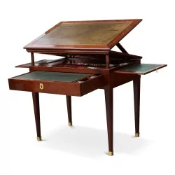 路易十六\"Tronchin\"桌子，印有 Denis-Louis Ancellet 字样，采用木材和桃花心木贴面