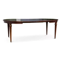 Louis XVI mahogany dining table with two belted extensions