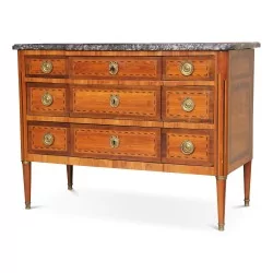 Комод в стиле Людовика XVI, инкрустированный, установлен на еловой раме, с клеймом Schey.