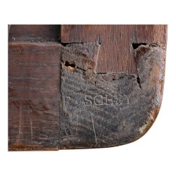 Louis XVI inlaid chest of drawers mounted on fir, stamped Schey