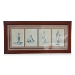 Gravure aquarelle "Personnage suisse" de Gottfried Mind 1768 - 1814. Suisse