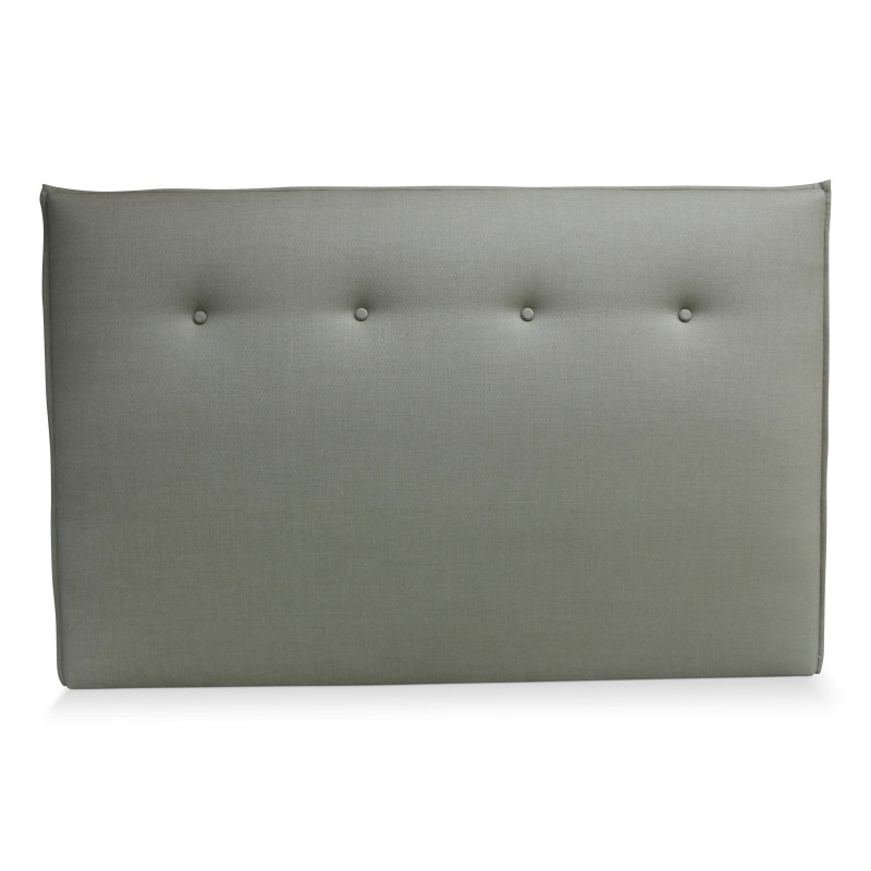 Tête de lit "Pillow" recouvert d un tissu vert, garnissage en plumes et boutons capitonnés - Moinat - Têtes de lit