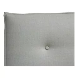 Kopfteil \"Pillow\" mit grünem Stoffbezug, Federfüllung und Knopfheftung