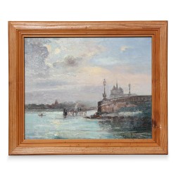 Tableau "Genève, matinée dans la rade" signé Louis Baudit (1870 - 1960).