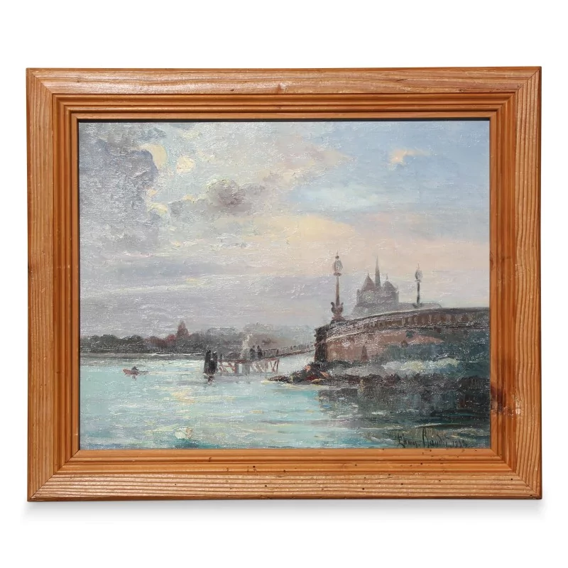 Painting "Geneva, morning in the harbor" by Louis Baudit (1870 - 1960). - Moinat - Painting - Landscape