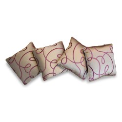 Decorative cushion covered with gray satin embroidered with \"Garland\"