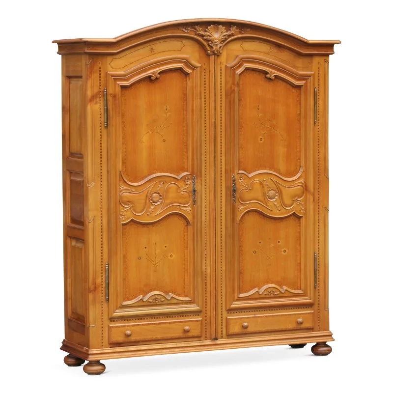 弗里堡\"Aux oiseaux\"橱柜采用雕刻和镶嵌的樱桃木制成。 - Moinat - 柜