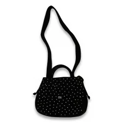 \"Sonia Rykel\" bag in black velvet with rhinestones. Paris.