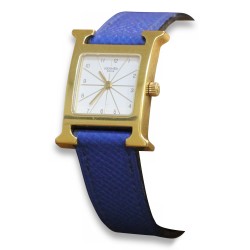 Montre "Hermès" modèle "Heure H"  avec un boîtier en acier plaqué or
