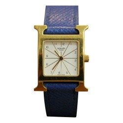 Montre "Hermès" modèle "Heure H"  avec un boîtier en acier plaqué or