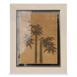 宣纸上的"Makemono"绘画。日本。