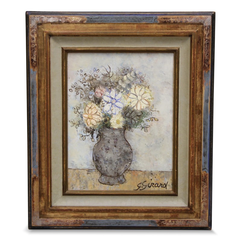 Huile sur toile spatulée "Bouquet de fleurs" de Georges Girard (1917 - 2003). - Moinat - Tableaux - Nature morte