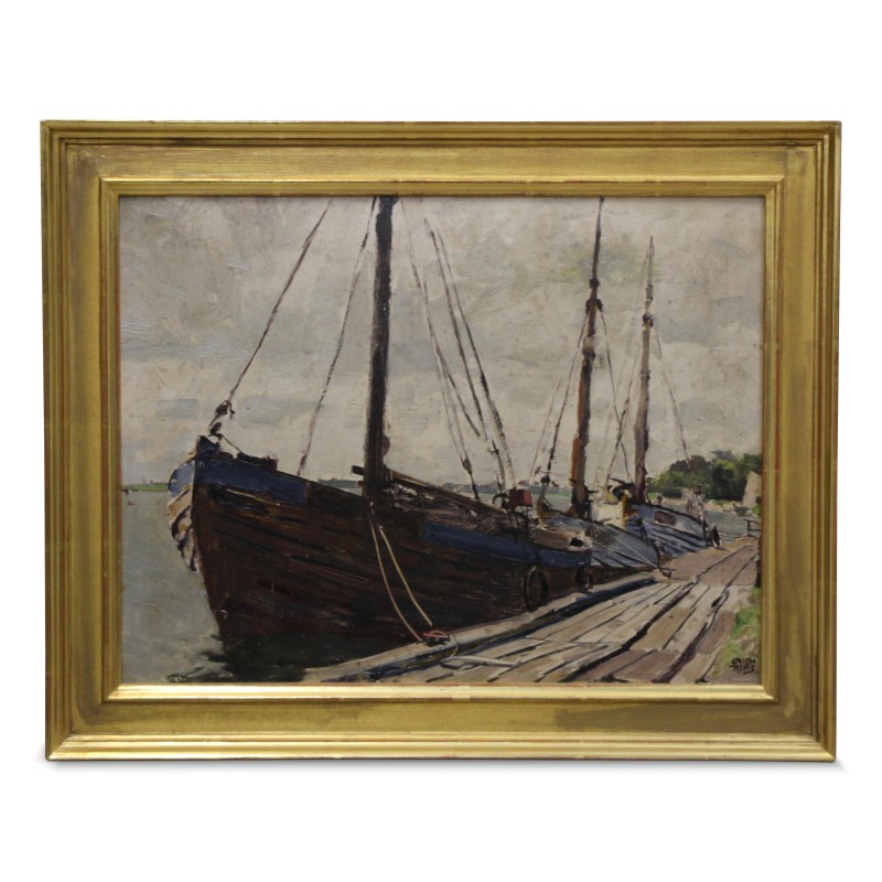 Tableau peinture acrylique "Les bateaux" de Erich Kips (1869 - 1945). - Moinat - Tableaux - Marine Tableau peinture acrylique "Les bateaux" de Erich Kips (1869 - 1945). - Moinat - Tableaux - Marine