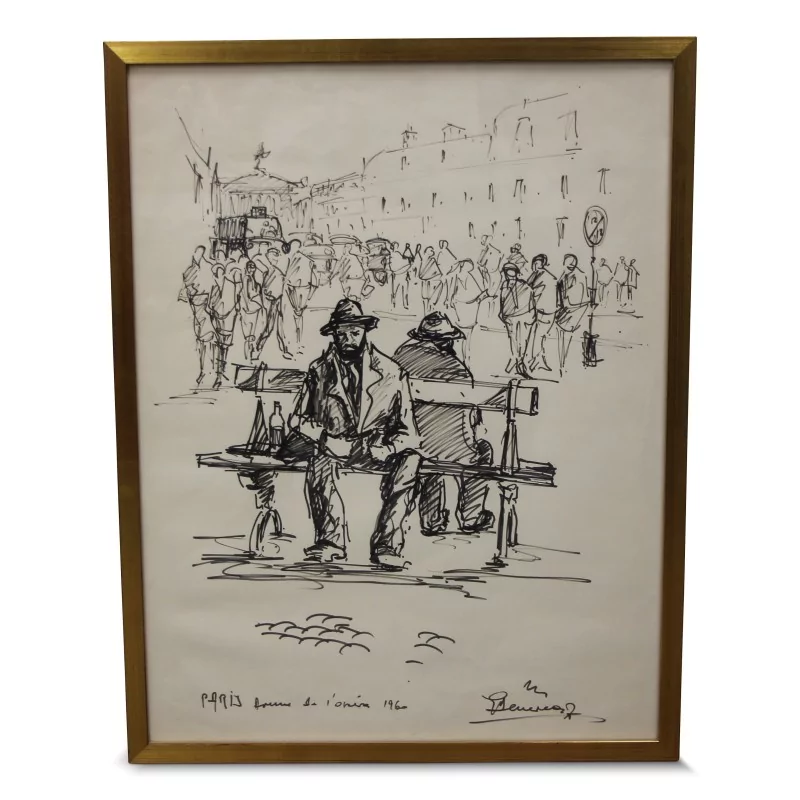 Aquarelle "Avenue de l opéra, Paris" de Gérald Denereaz. Peintre montmartrois. - Moinat - Tableaux - Divers