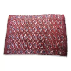 Afghanischer Wollteppich in Rot, Weiß und Schwarz.