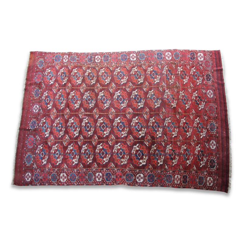 Afghan wool rug in red, white and black. - Moinat - Rugs