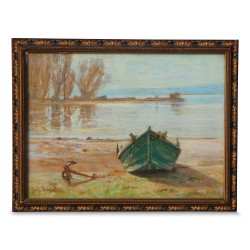Gemälde \"Boot\", signiert Louis Baudit (1870–1960).