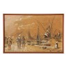 Tableau dessin sur papier "Port breton" signé Louis Baudit (1870 - 1960). - Moinat - Tableaux - Marine