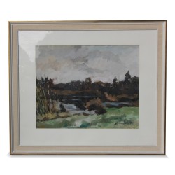 Tableau "Etang de Sépey" signée Louis Perrochon (1904 - 2008).