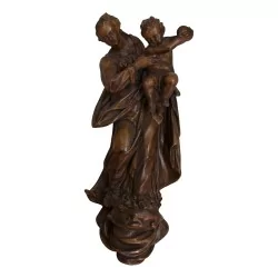 Geschnitzte Holzfigur "Frau und Kind".