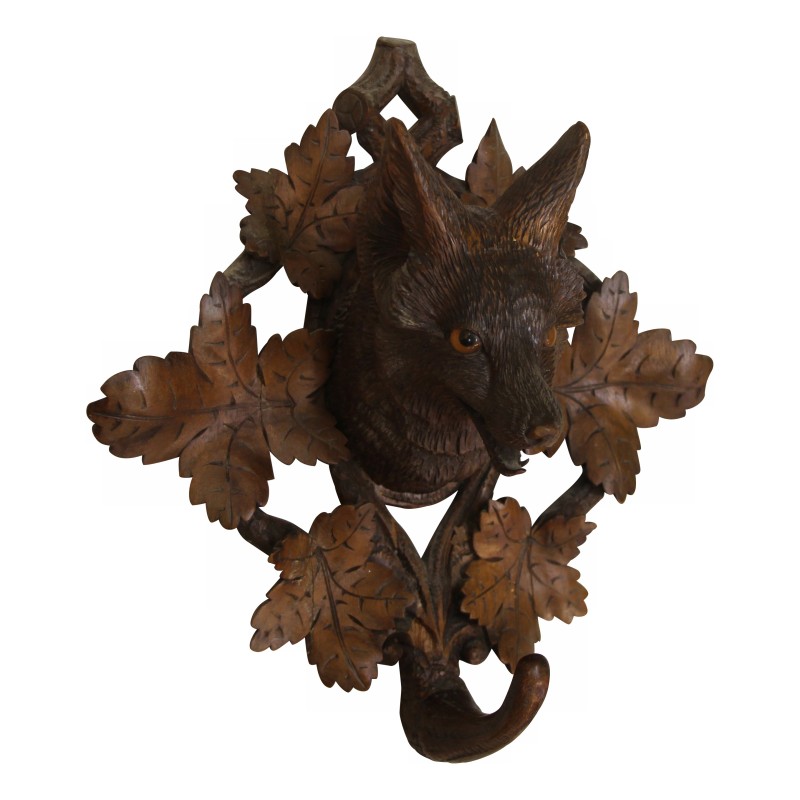 \"Fox head\" carved in wood by Brienz. - Moinat - Clothes racks, Closets, Umbrellas stands \"Fox head\" carved in wood by Brienz. - Moinat - Clothes racks, Closets, Umbrellas stands