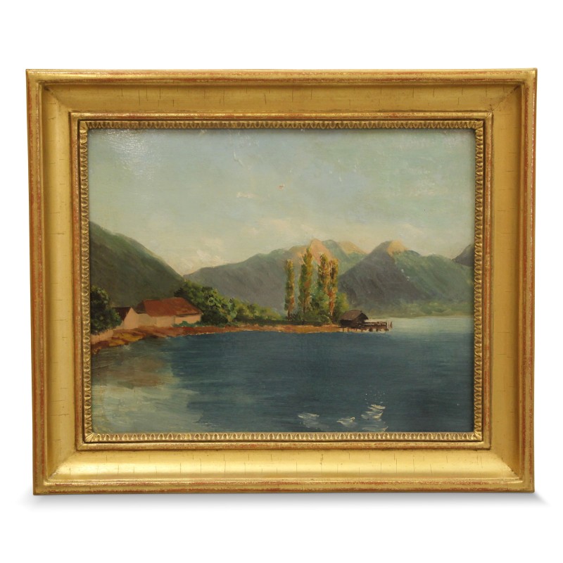 Huile sur carton "lac et montagne". - Moinat - Tableaux - Divers