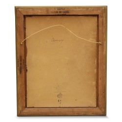 Huile sur carton "Bord de lac".