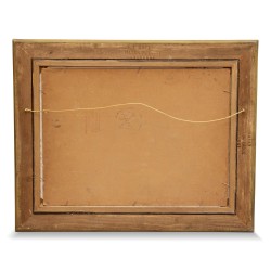 Oil on cardboard \"hangar\".