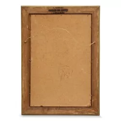 Oil on cardboard "Village and its church".