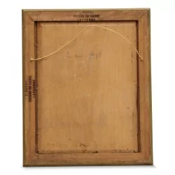 Huile sur bois "Forêt et montagne".