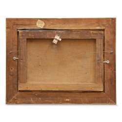 Холст, масло «Озеро и горы». Подпись Эжена Верно (XIX–XX века).