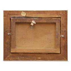 Картина маслом на холсте «Озеро и горы», подписана Эженом Верно (XIX-XX век).