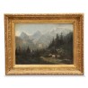 Oil on canvas \"Eiger, Mönch and Jungfrau\" signed Eugène Vernaud (19th-20th century). - Moinat - Painting - Miscellaneous