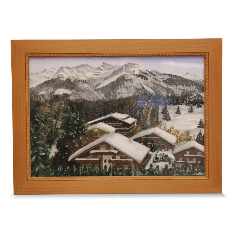 亚瑟·帕亚尔的丙烯画《雪景小屋》。 - Moinat - 画 - 景观