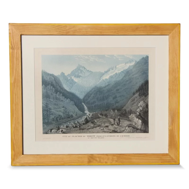 Gravure "Vue du Glacier du Trient prise aux environs de l Auberge au haut du village" - Moinat - Gravures Gravure "Vue du Glacier du Trient prise aux environs de l Auberge au haut du village" - Moinat - Gravures