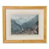 Gravure "Vue du Glacier du Trient prise aux environs de l Auberge au haut du village" - Moinat - Gravures