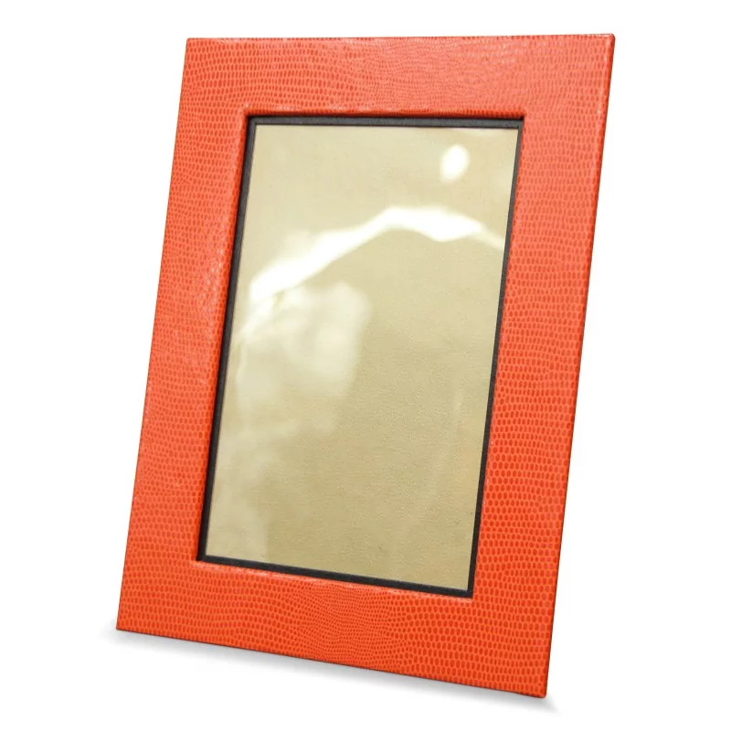 Orange "Lizard" effect photo frame. - Moinat - Picture frames