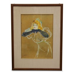 Chromolithografie \"Yvette Guibert, die Erzählerin vom Ende des Jahrhunderts\" von Henri de Toulouse-Lautrec