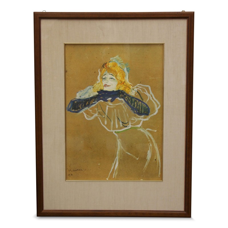 Chromolithografie \"Yvette Guibert, die Erzählerin vom Ende des Jahrhunderts\" von Henri de Toulouse-Lautrec - Moinat - Gemälden - Verschieden