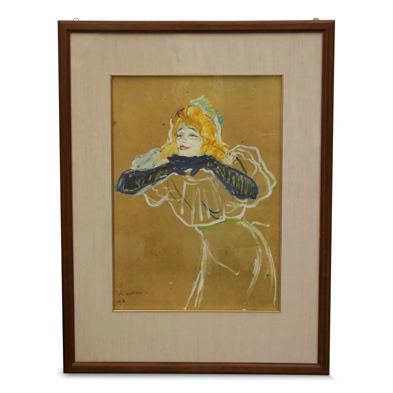 Chromolitho "Yvette Guibert, la diseuse du fin de siècke" de henri de Toulouse Lautrec - Moinat - Tableaux - Divers