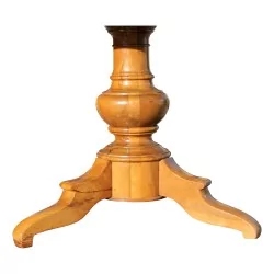 Round walnut table with two extensions. Vaudoise.