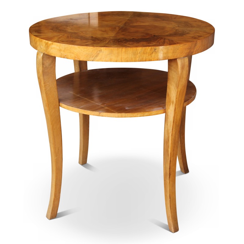 Art Deco round side table, burr walnut top. Circa 1950. - Moinat - Tables à jeux, Tables d échangeur